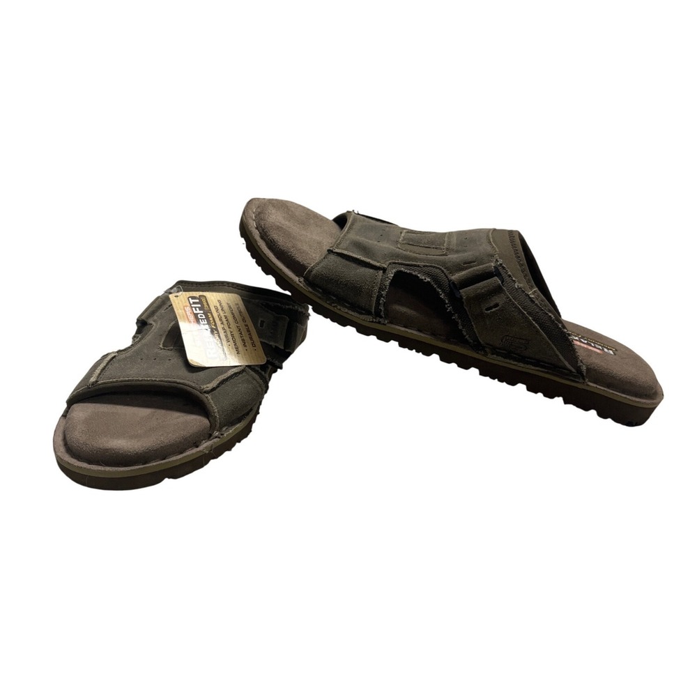 Skechers Relaxed Fit 360 Memory Foam Slide Sandals Mens 13 Stone Leather 64148